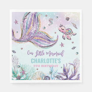 Serviette En Papier Chic Mermaid Queue sous la mer fête d'anniversaire