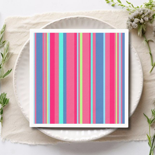 Serviette En Papier Chic moderne fille Motif de bande de bonbons (Créateur téléchargé)