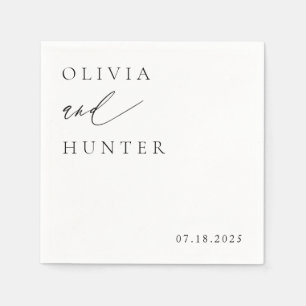 Serviette En Papier Chic moderne Mariage noir & blanc