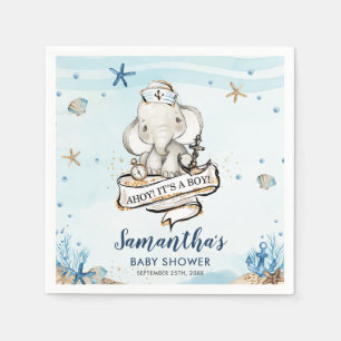 Serviette En Papier Chic Nautique Cute Elephant Baby shower garçon