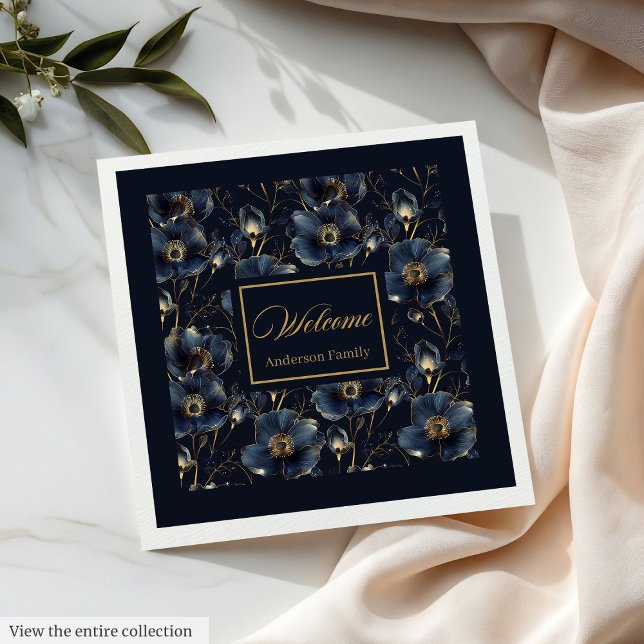 Serviette En Papier Chic Navy Gold Napkins Elegant Custom Gift Design (Chic Navy Gold Napkins Elegant Custom Gift Design)