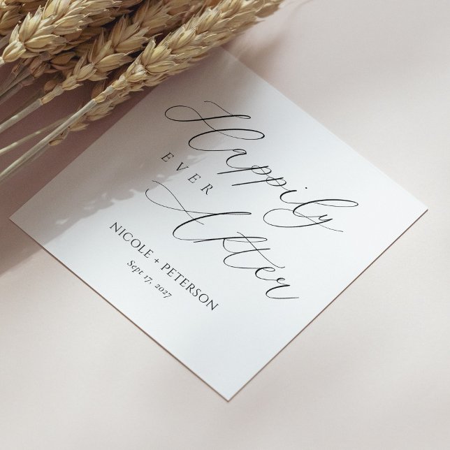 Serviette En Papier Chic noir et blanc heureux après le Mariage (Personalized Chic Black and White Happily Ever After Wedding Napkins)