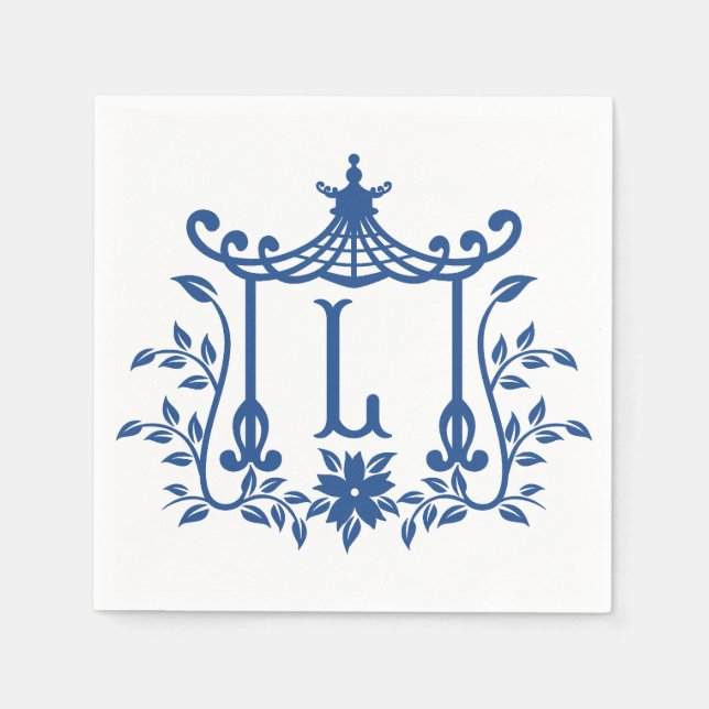Serviette En Papier Chic Pagode Monogram L Napkins (Devant)