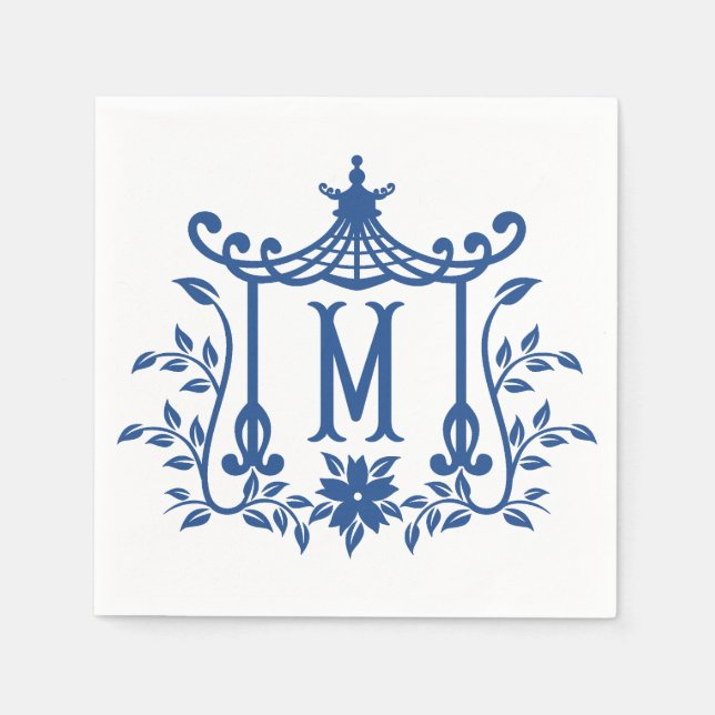 Serviette En Papier Chic Pagode Monogram M Napkins (Devant)