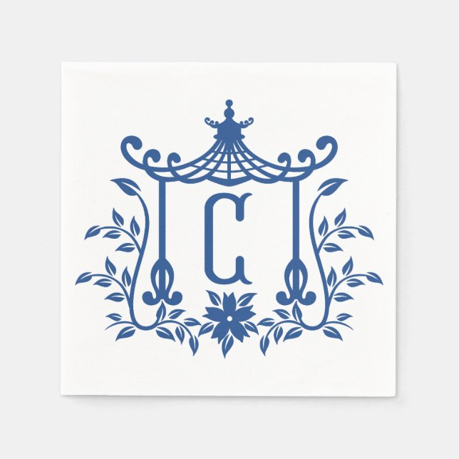 Serviette En Papier Chic Pagode Monogramme C serviettes (Devant)