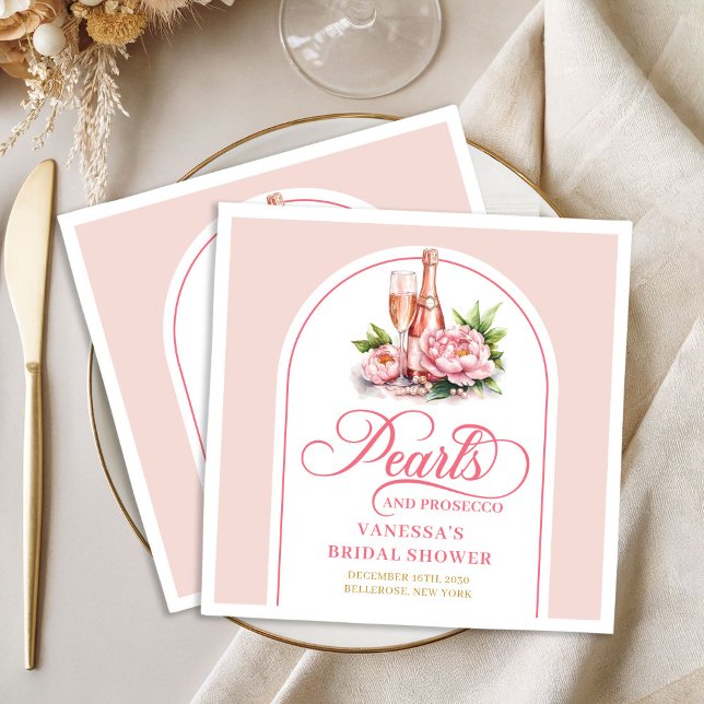 Serviette En Papier Chic personalized napkins pearls and prosecco (Chic personalized napkins pearls and prosecco

)