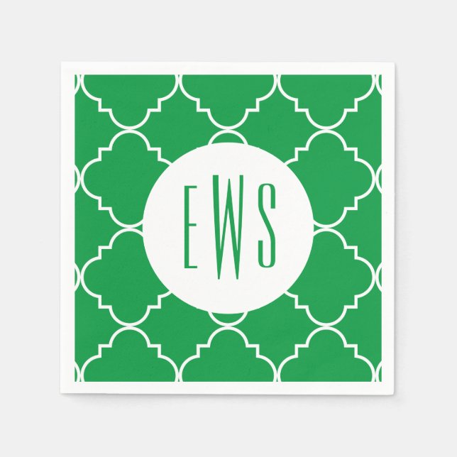 Serviette En Papier Chic Quatrefoil Monogram Party Napkins (Devant)
