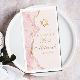 Serviette En Papier Chic Rose Gold Fête de Bat Mitzvah Personnalisée