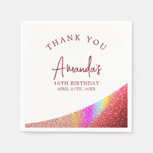 Serviette En Papier Chic Rose Parties scintillant or Rainbow Sweet 16