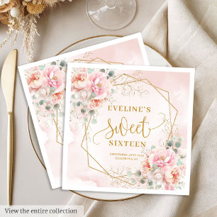 Serviette En Papier Chic rose pastel sweet sixteen floral serviettes
