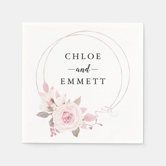 Serviette En Papier Chic Rose rose rose rose fleuri Wreath (Devant)
