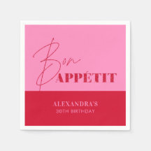 Chic Rose Rouge Bon Appétit Script Anniversaire