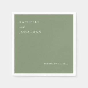 Serviette En Papier Chic Sage Vert Blanc Simple Mariage serviettes