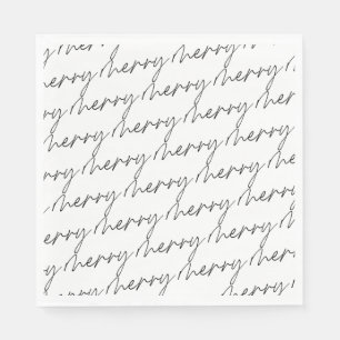 Serviette En Papier Chic Script Joyeux Motif de typographie de Noël