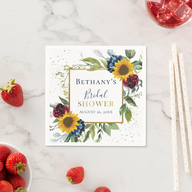 Serviette En Papier Chic Sunflower Parties scintillant or Fête des mar (En situation)