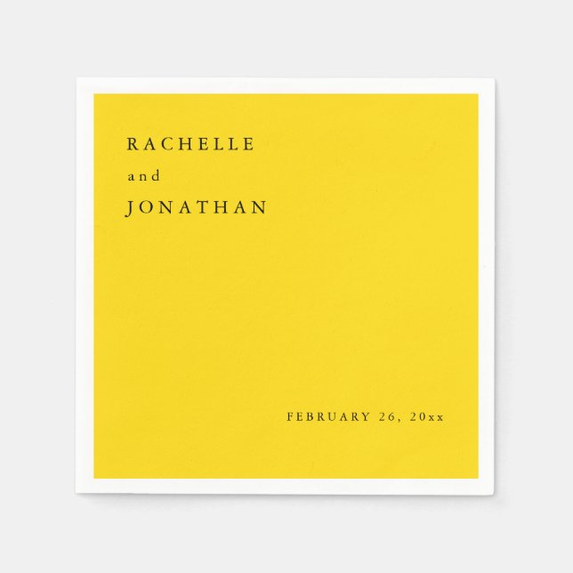 Serviette En Papier Chic Sunshine Jaune Blanc Simple Mariage serviette (Devant)