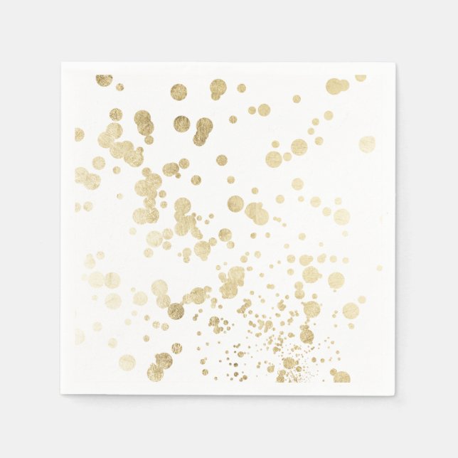Serviette En Papier Chic tendance blanc faux or élégant confetti dots (Devant)