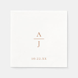 Serviette En Papier Chic Terra Cotta Monogram Mariage serviettes