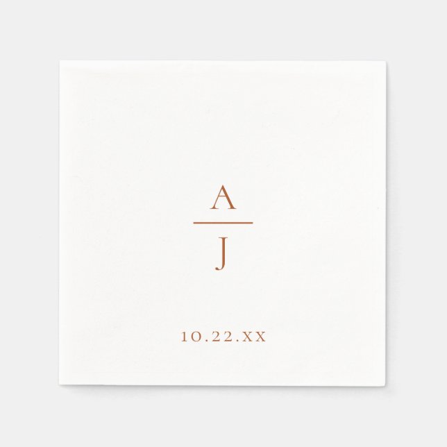 Serviette En Papier Chic Terra Cotta Monogram Mariage serviettes (Devant)