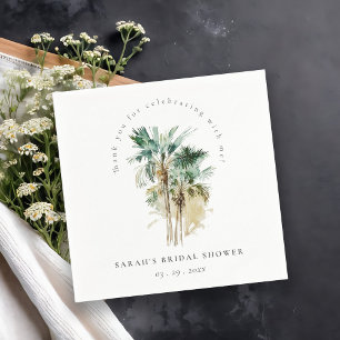 Serviette En Papier Chic Tropical Aquarelle Palm Trees Fête des mariée