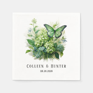 Serviette En Papier Chic Vert Hydrangea Floral Butal Mariage