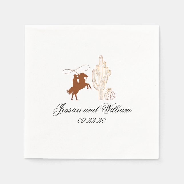 Serviette En Papier Chic Western Dark Mariage Brown (Devant)
