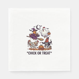 Serviette En Papier Chick Or Treat Haloween Poulets Sorcière Fantôme C