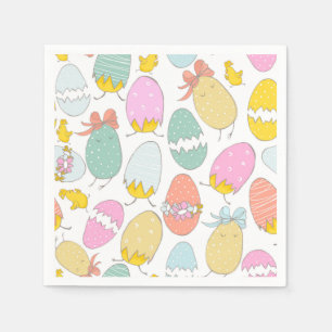 Serviette En Papier Chicots d'incubation mignons et oeufs de Pâques