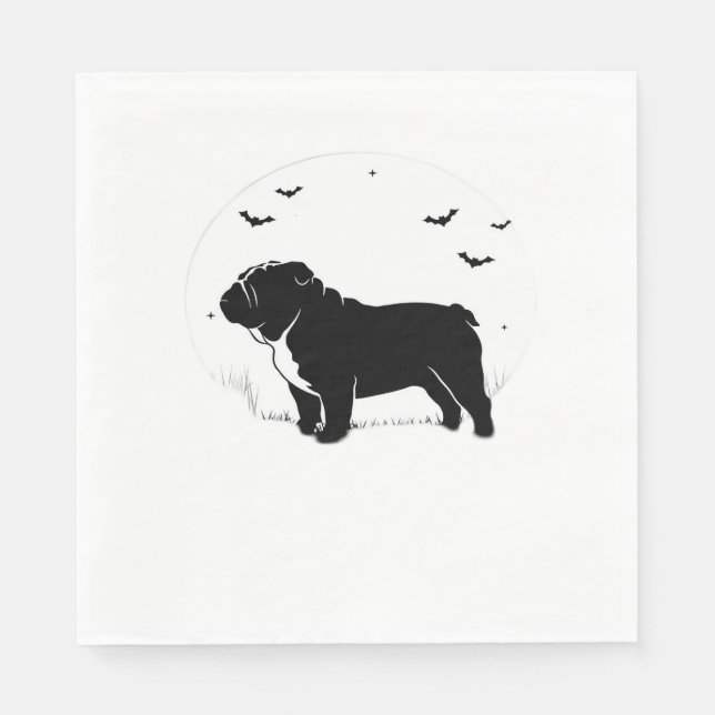 Serviette En Papier Chien à Chien - Halloween Moon Silhouette Ov (Devant)
