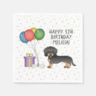 Serviette En Papier Chien à poil dur noir et feu Dachshund - Anniversa