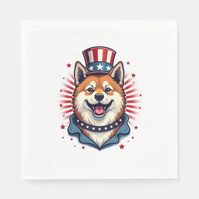 Serviette En Papier Chien Akita, fête de l'indépendance (Devant)