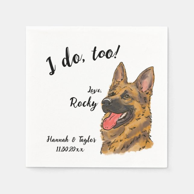 Serviette En Papier Chien allemand Mariage de berger Napkin (Devant)