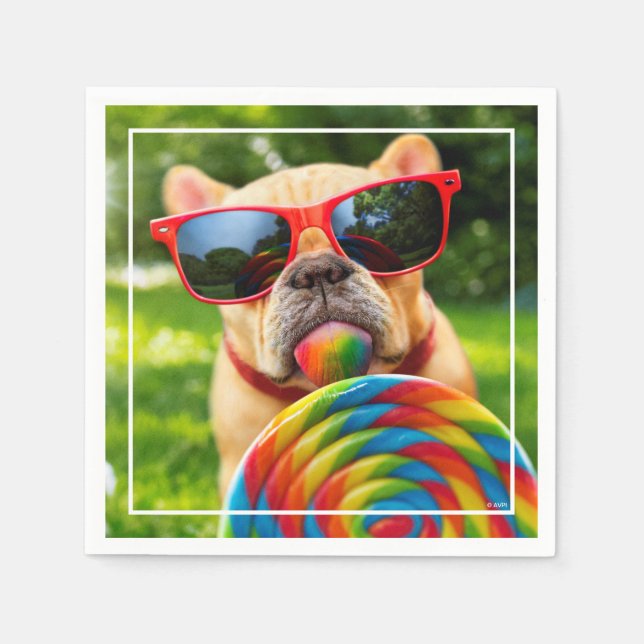 Serviette En Papier Chien avec grande sucette (Devant)