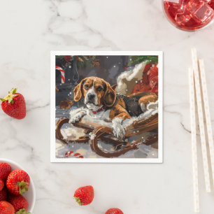 Serviette En Papier Chien Beagle Noël Festif