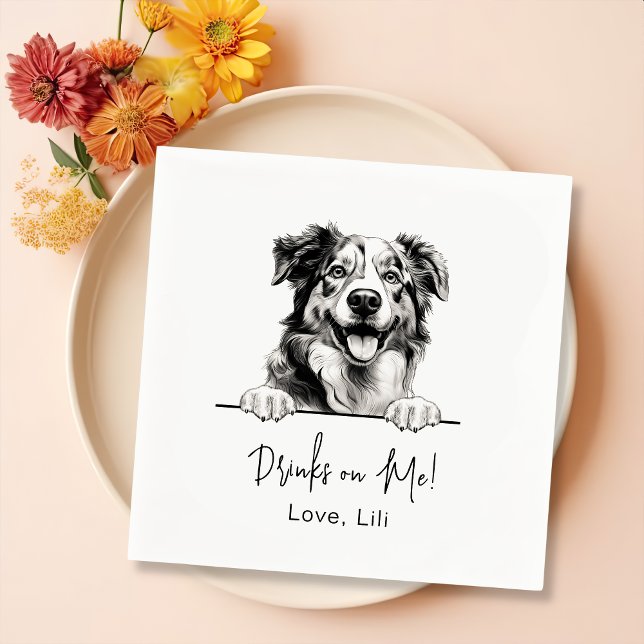 Serviette En Papier Chien Berger Australien Boissons Personnalisées Su (Créateur téléchargé)