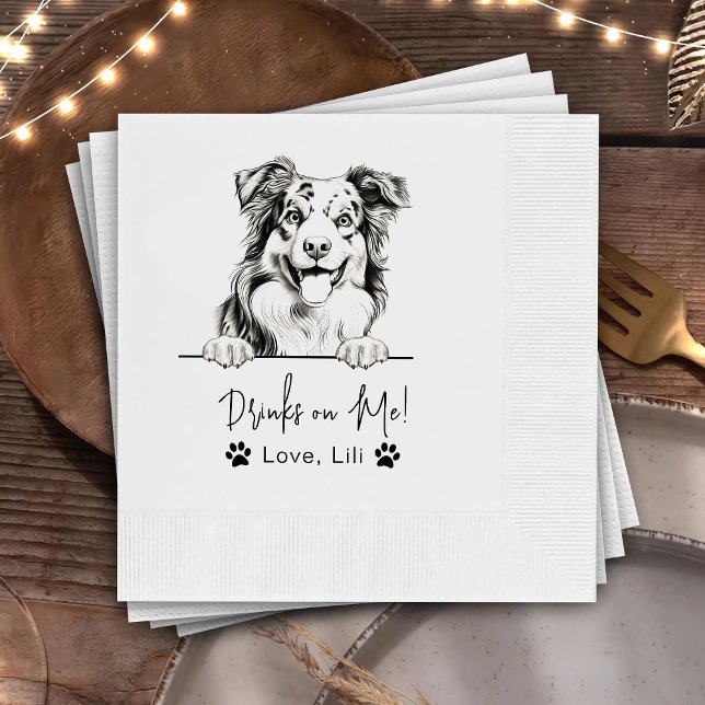 Serviette En Papier Chien Berger Australien Boissons Personnalisées Su (Créateur téléchargé)