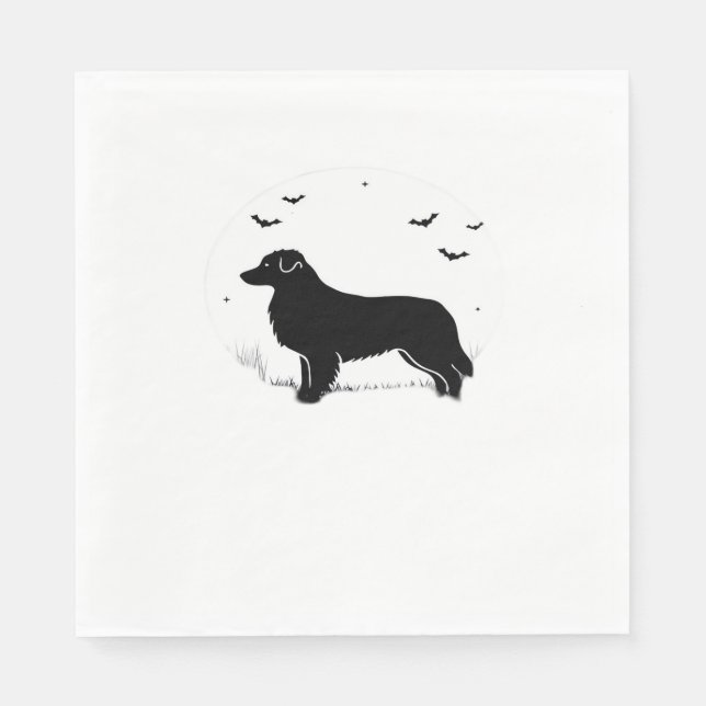 Serviette En Papier Chien berger australien - Halloween Moon Silhouett (Devant)