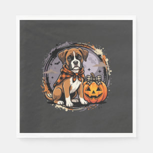 Serviette En Papier Chien Boxer Halloween Citrouille Sublimation
