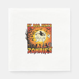 Serviette En Papier Chien Chasse Les Zombies Halloween Fantômes Sorciè