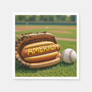 Serviette En Papier Chien Chaud Américain Dans un Gant de Baseball