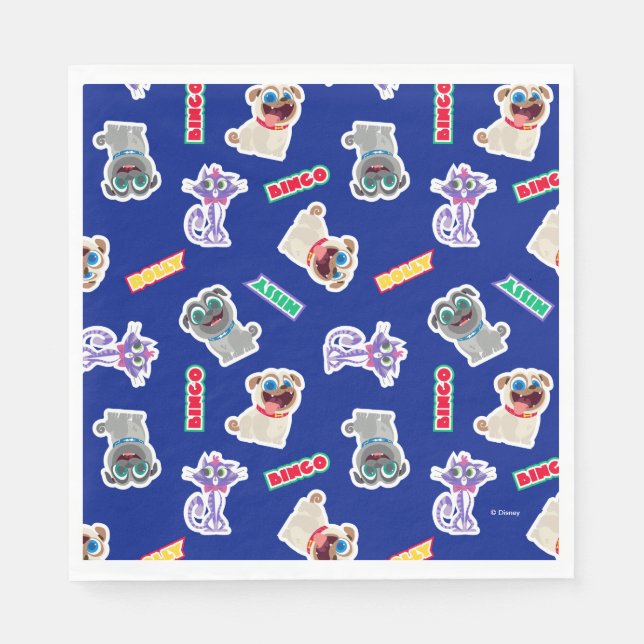 Serviette En Papier Chien Chien Chien Pals bleu Motif de caractères (Devant)