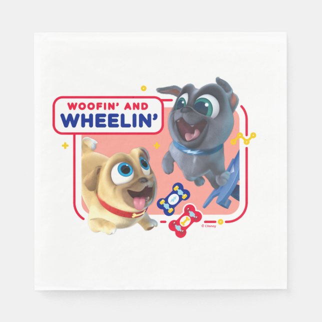 Serviette En Papier Chien Chien Pal | Woofin' et Wheelin' (Devant)