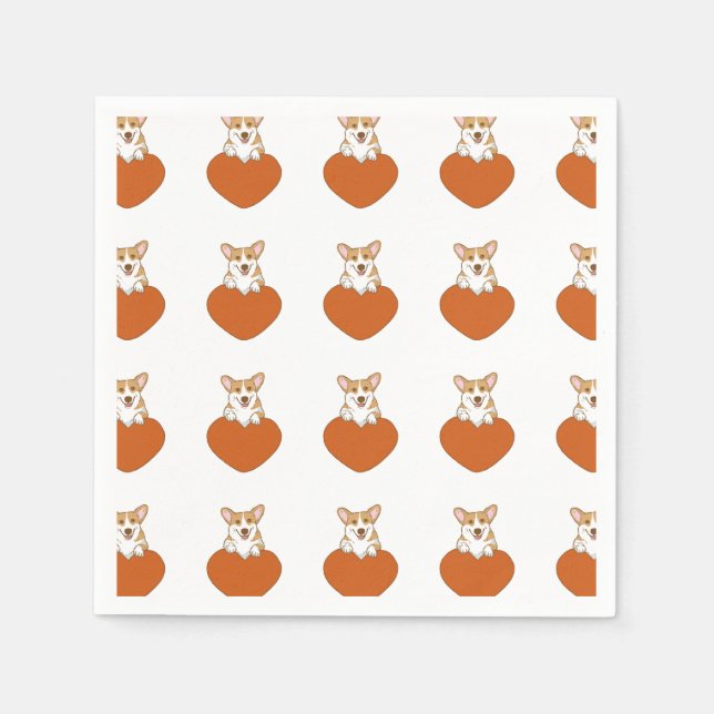 Serviette En Papier Chien chiot de Corgi mignon (Devant)