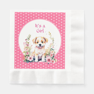 Serviette En Papier Chien chiot en fleurs Baby shower de fille C'est u