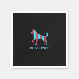 Serviette En Papier Chien - Cute Pet Pop Art, Bleu & Rouge Animal Abst