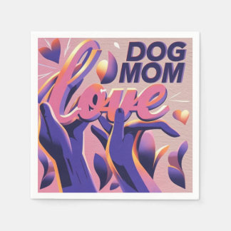 Serviette En Papier Chien d'amour Maman Rose Violet
