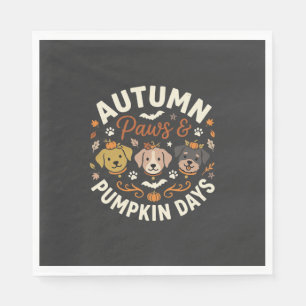 Serviette En Papier Chien d'automne Pattes de citrouille