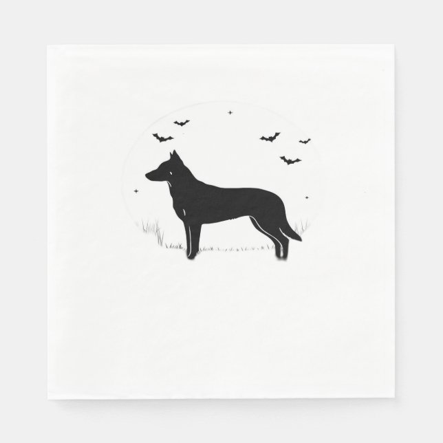 Serviette En Papier Chien de Beauceron - Halloween Moon Silhouette Cla (Devant)
