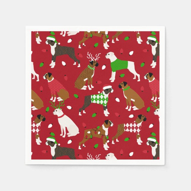 Serviette En Papier Chien de boîte de Noël (Devant)