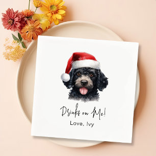 Serviette En Papier Chien de caniche de Noël Boissons Personnalisées S